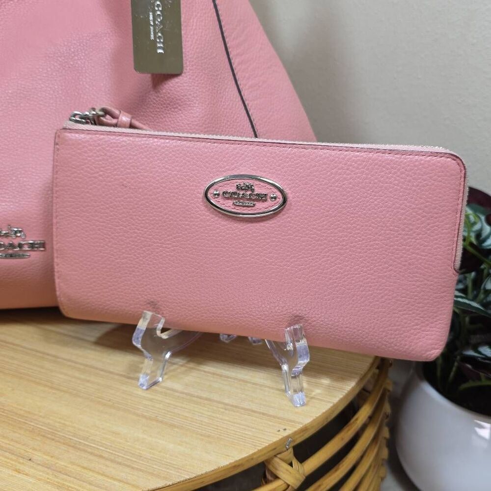Coach Blush Pink Edie Shoulder Bag + Matching Wallet - Picture 2 of 16